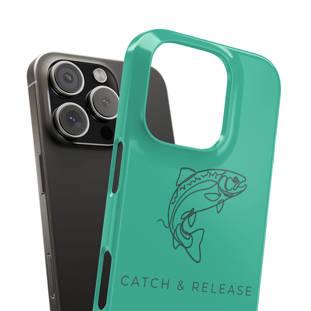 Catch & Release Slim Phone Case — Minimalist Fishing Trout Design