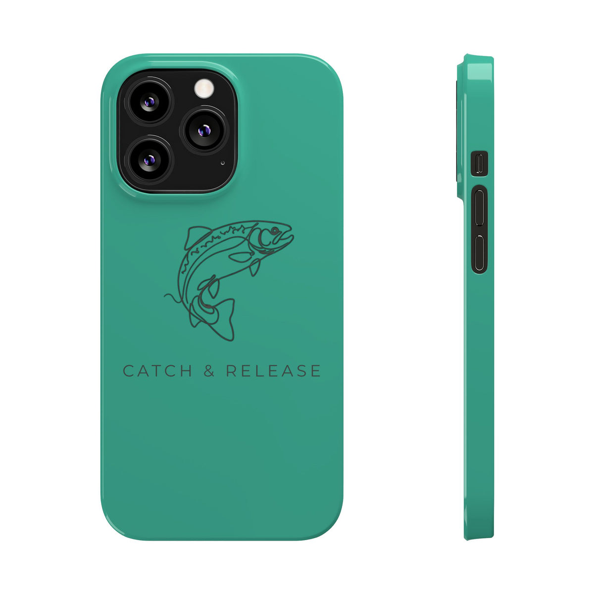 Catch & Release Slim Phone Case — Minimalist Fishing Trout Design