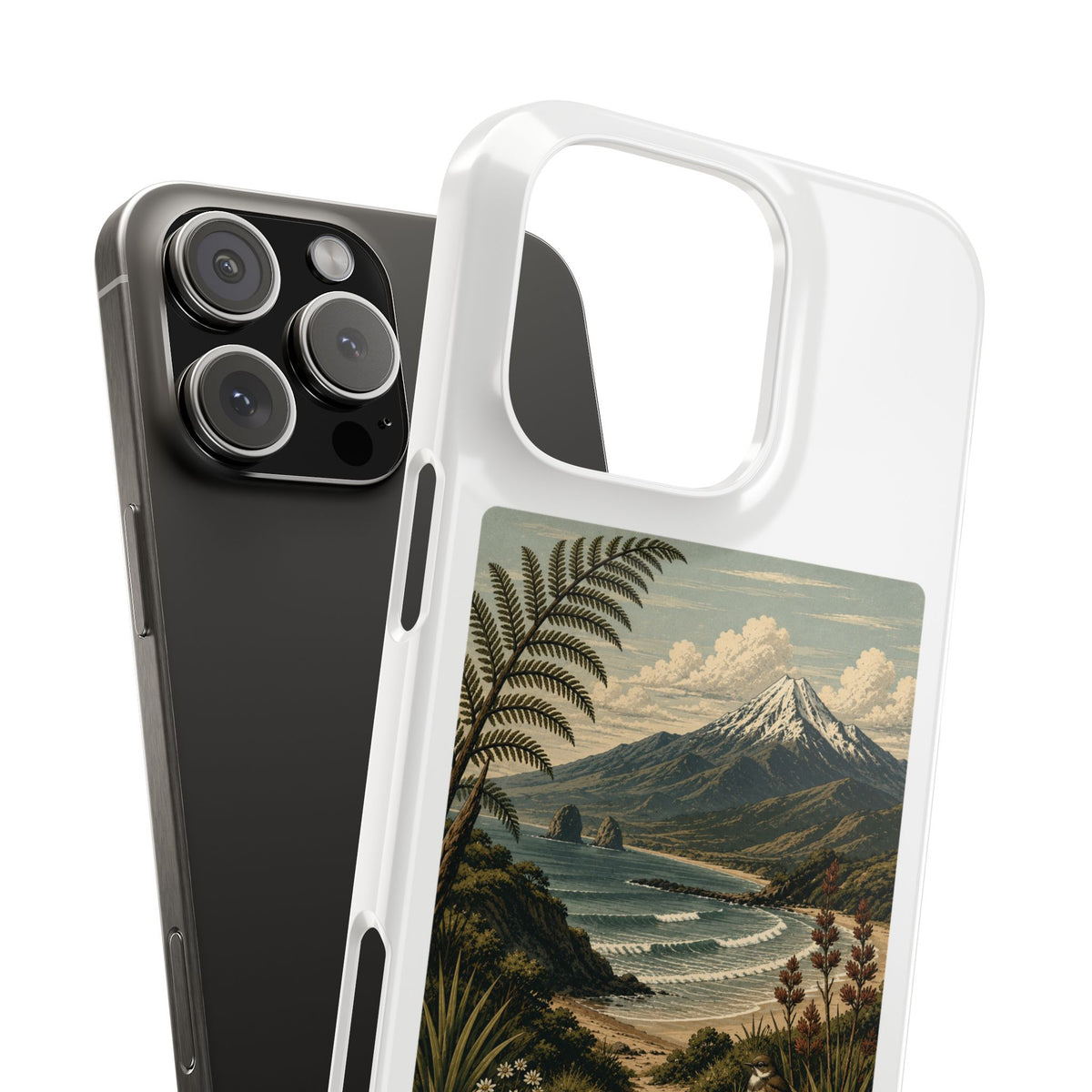 Aotearoa Vintage Landscape Slim Phone Case — New Zealand Mt Taranaki Design