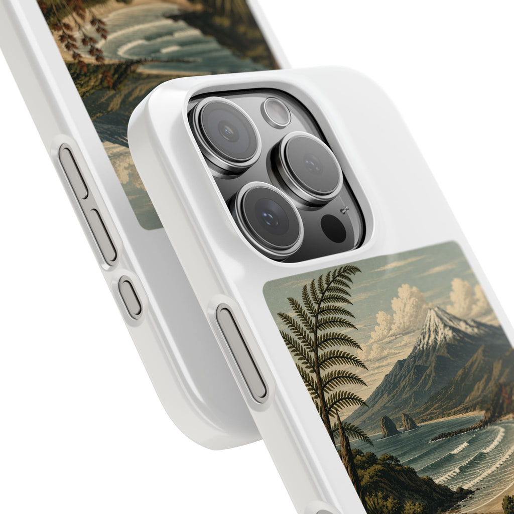 Aotearoa Vintage Landscape Slim Phone Case — New Zealand Mt Taranaki Design