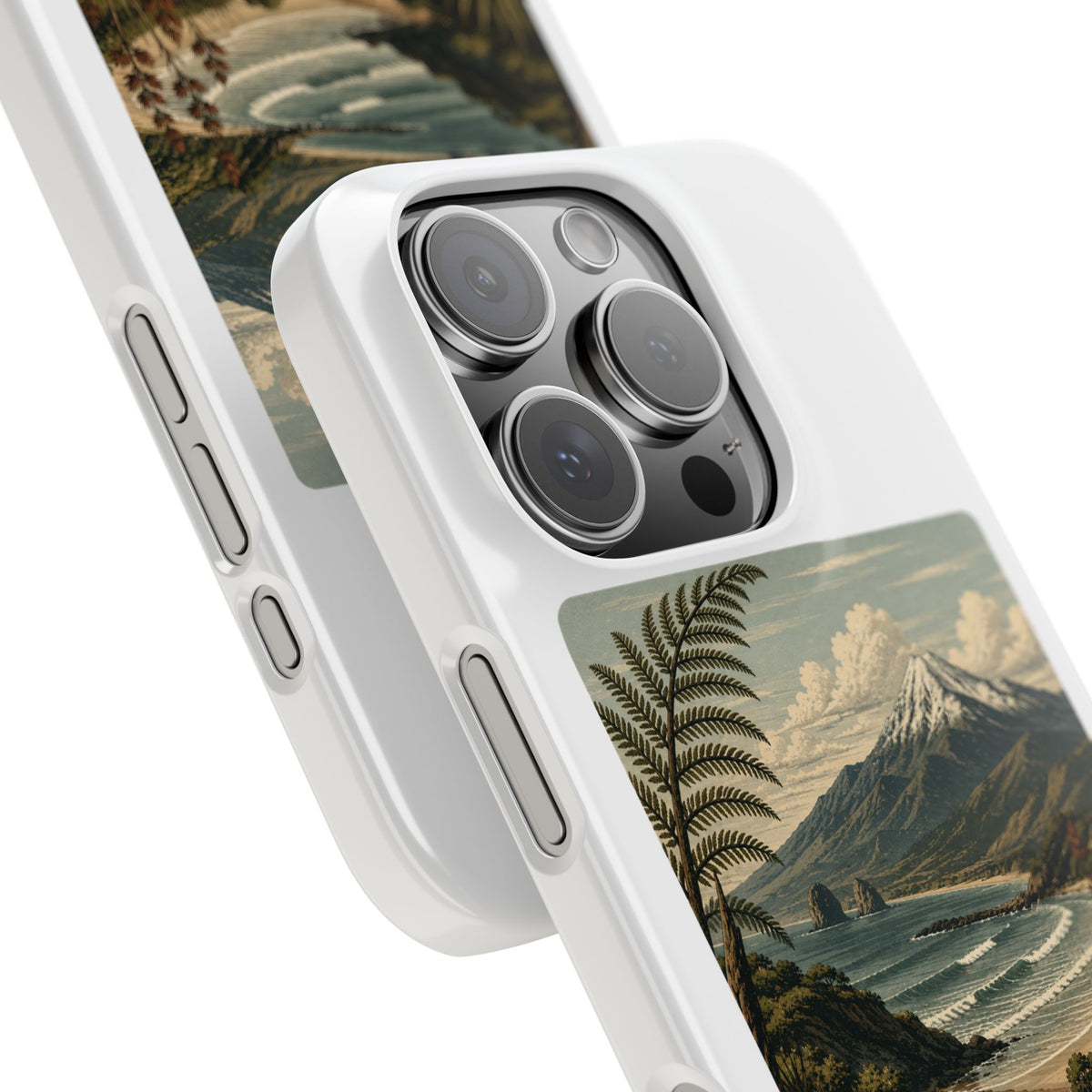 Aotearoa Vintage Landscape Slim Phone Case — New Zealand Mt Taranaki Design