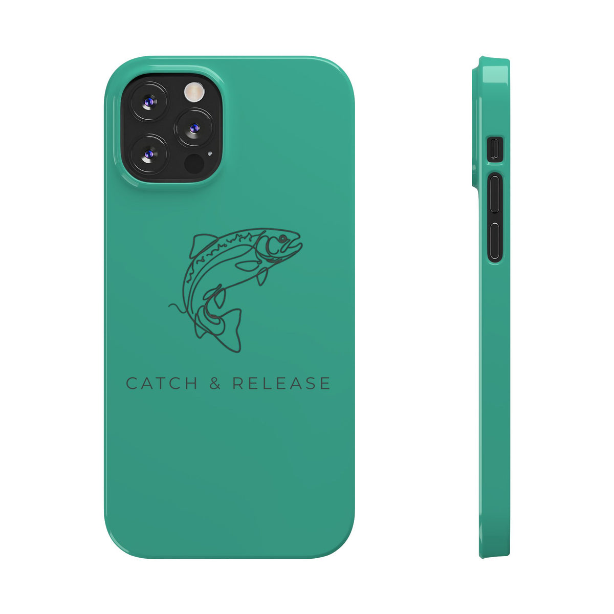 Catch & Release Slim Phone Case — Minimalist Fishing Trout Design