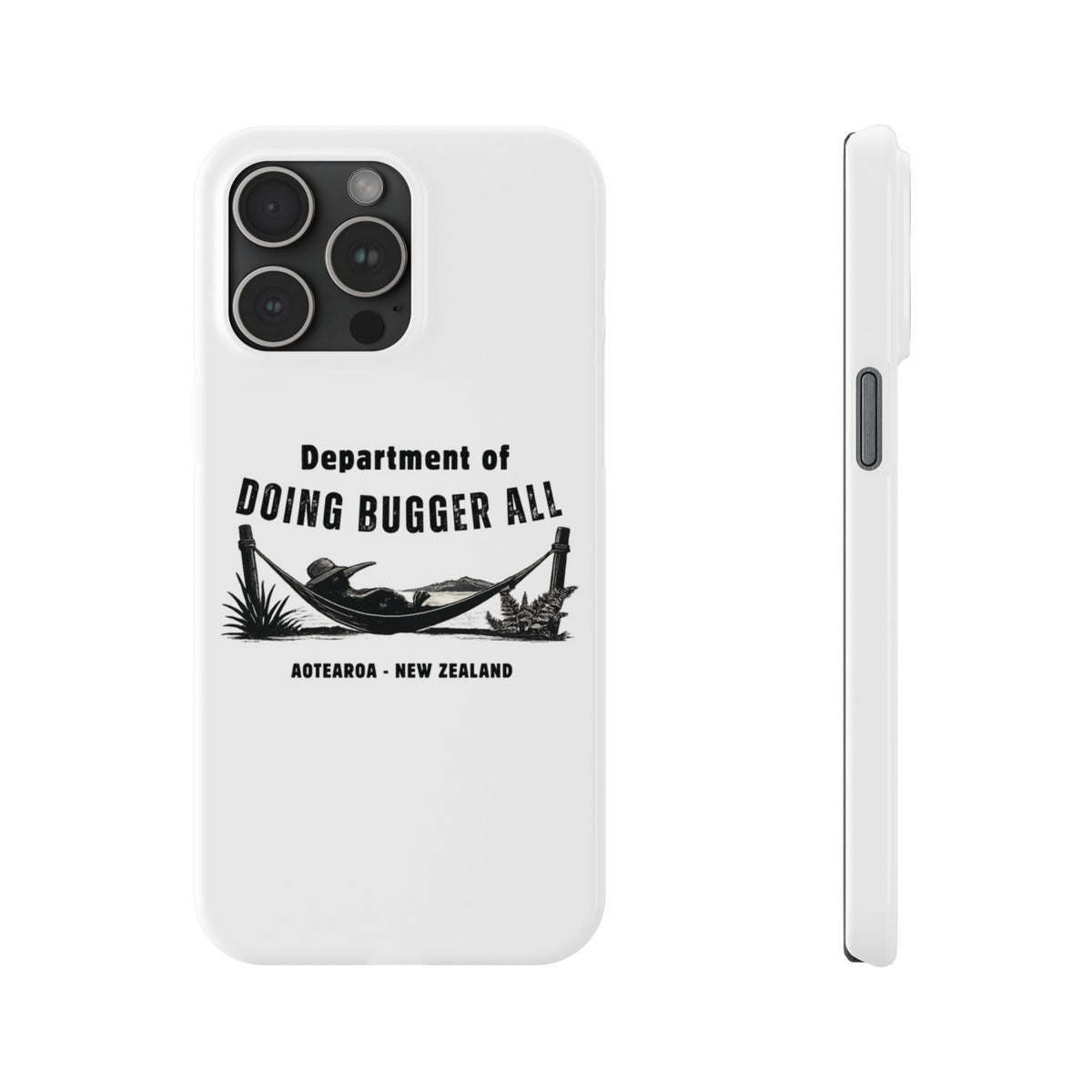 Slim Phone Case — "Department of Doing Bugger All" New Zealand Relaxation Design