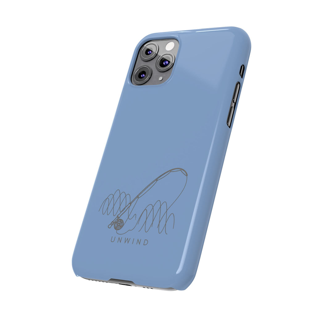 Unwind Fishing Slim Phone Case — Minimal Rod & "UNWIND" Design