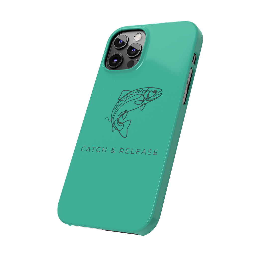 Catch & Release Slim Phone Case — Minimalist Fishing Trout Design