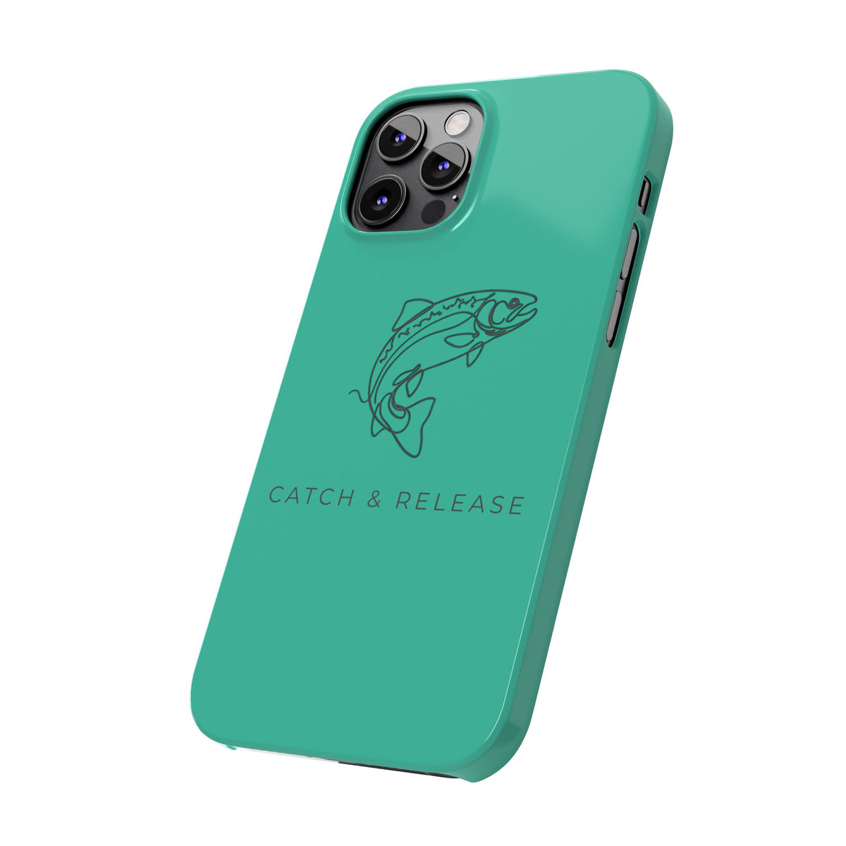 Catch & Release Slim Phone Case — Minimalist Fishing Trout Design