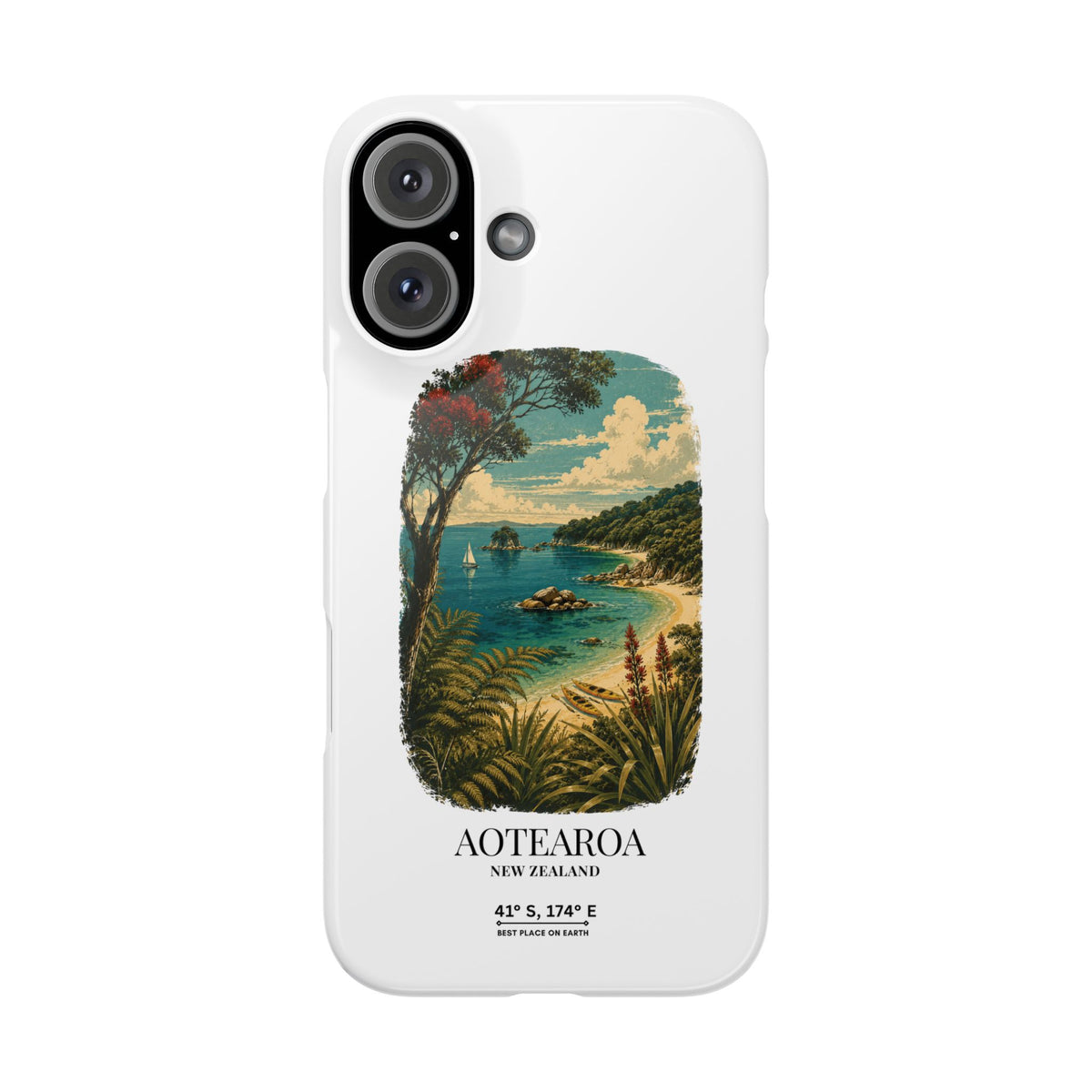 Aotearoa Vintage Landscape Slim Phone Case — New Zealand Able Tasman Design