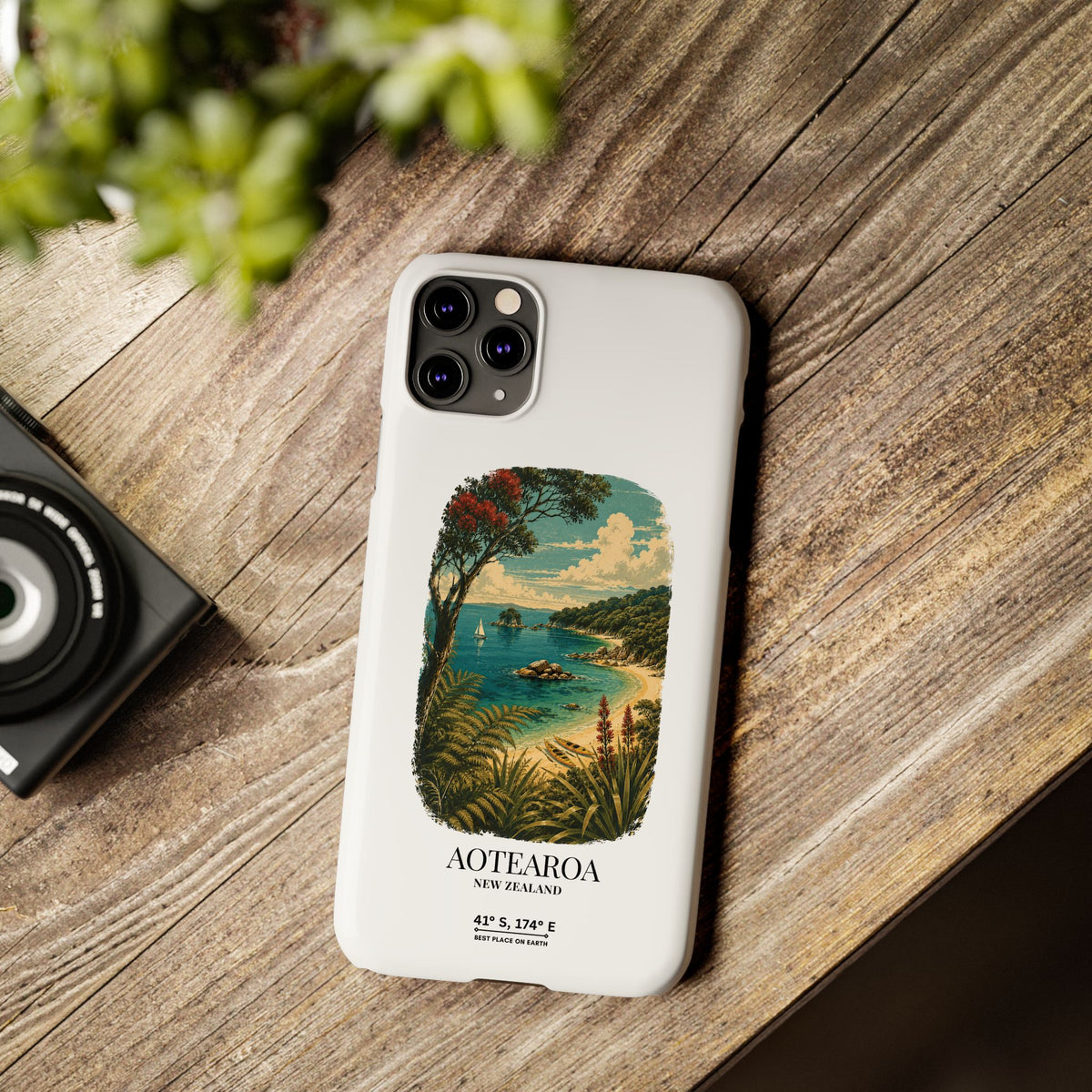 Aotearoa Vintage Landscape Slim Phone Case — New Zealand Able Tasman Design
