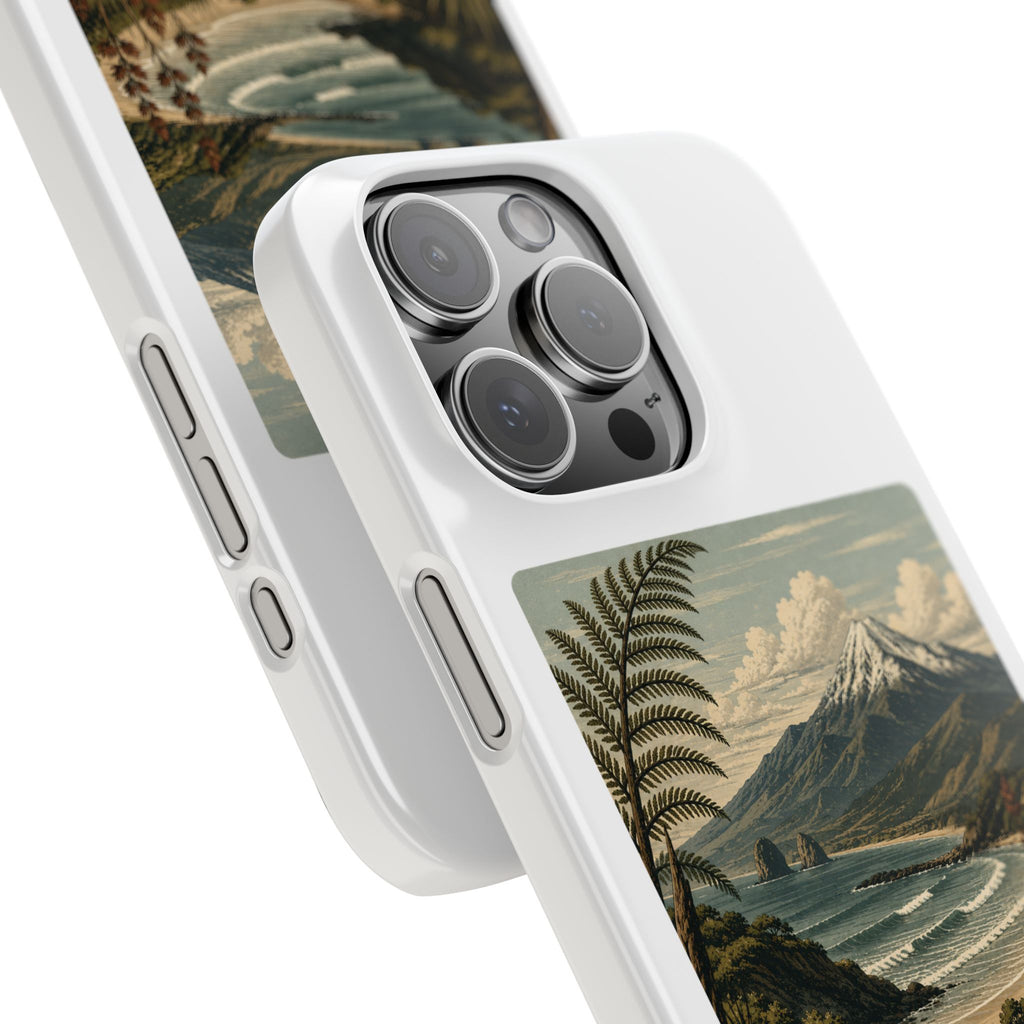 Aotearoa Vintage Landscape Slim Phone Case — New Zealand Mt Taranaki Design