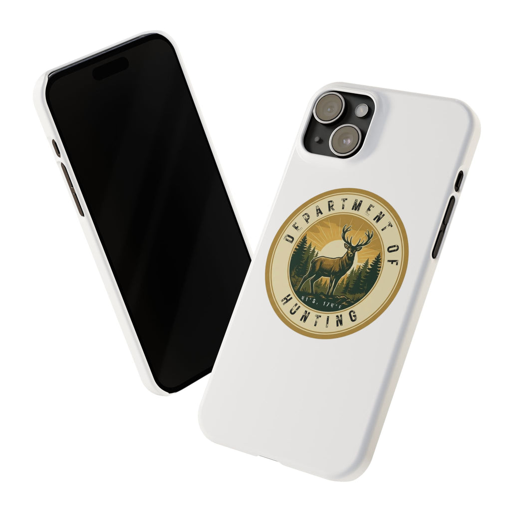 'Department of Hunting' Vintage Deer Logo - Slim Phone Case
