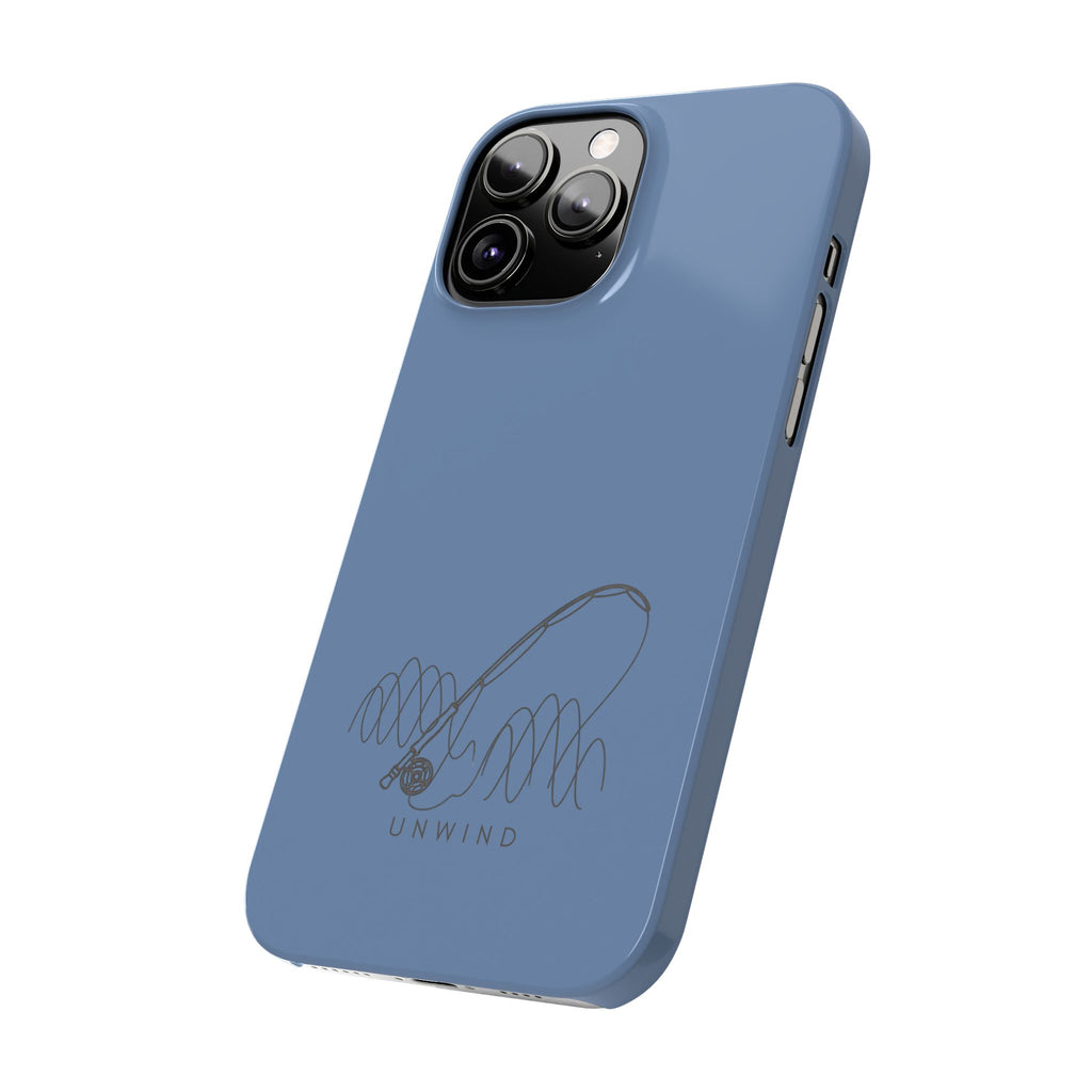 Unwind Fishing Slim Phone Case — Minimal Rod & "UNWIND" Design