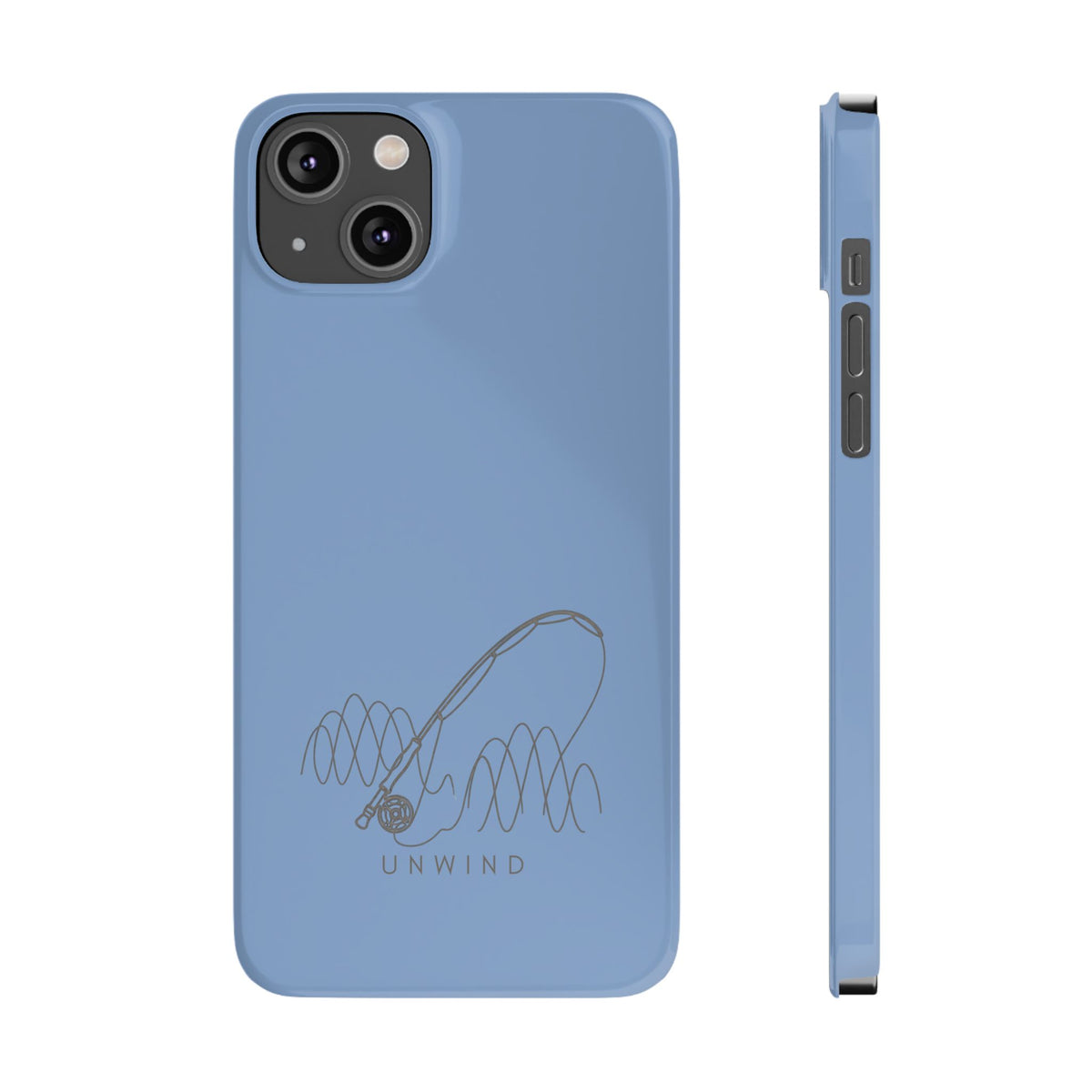 Unwind Fishing Slim Phone Case — Minimal Rod & "UNWIND" Design