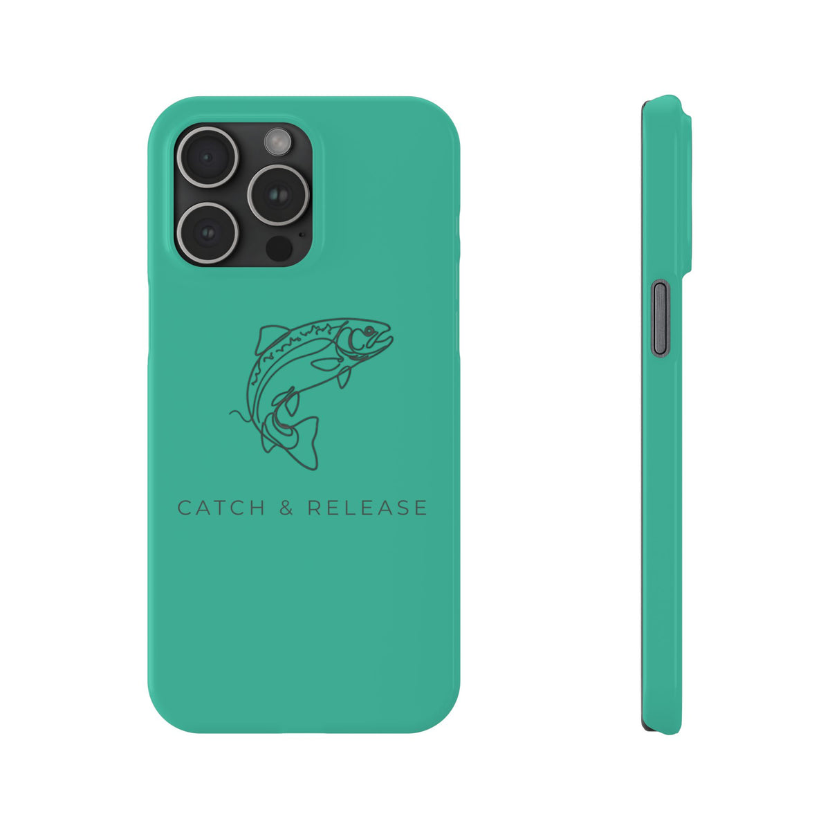 Catch & Release Slim Phone Case — Minimalist Fishing Trout Design
