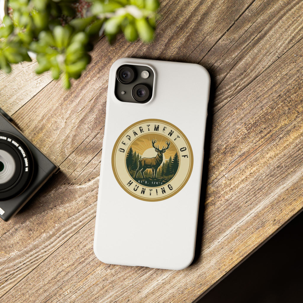 'Department of Hunting' Vintage Deer Logo - Slim Phone Case