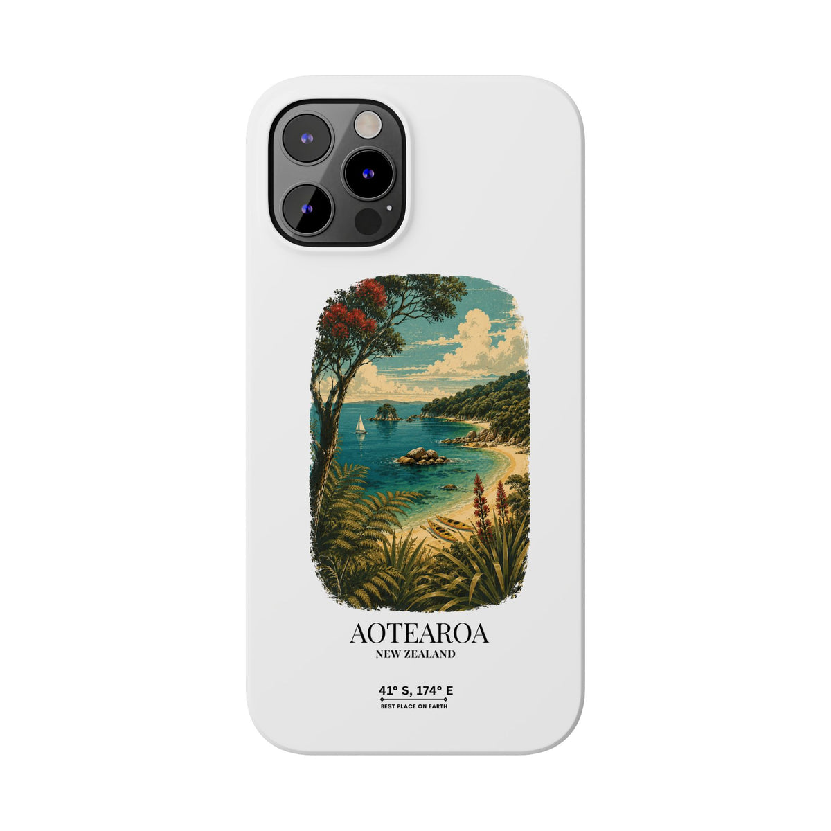 Aotearoa Vintage Landscape Slim Phone Case — New Zealand Able Tasman Design