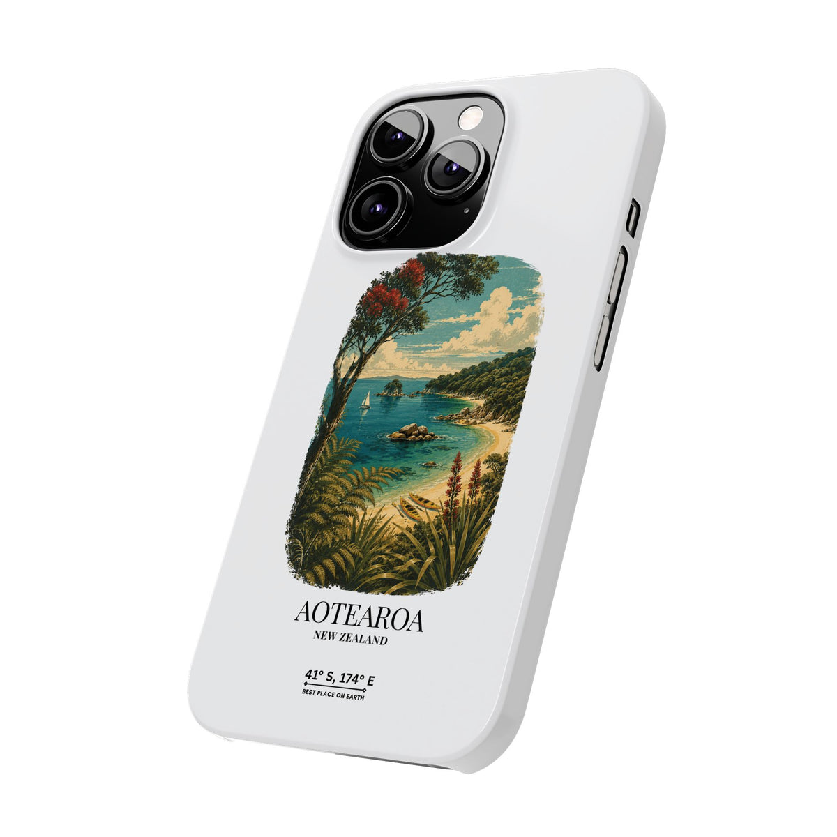 Aotearoa Vintage Landscape Slim Phone Case — New Zealand Able Tasman Design