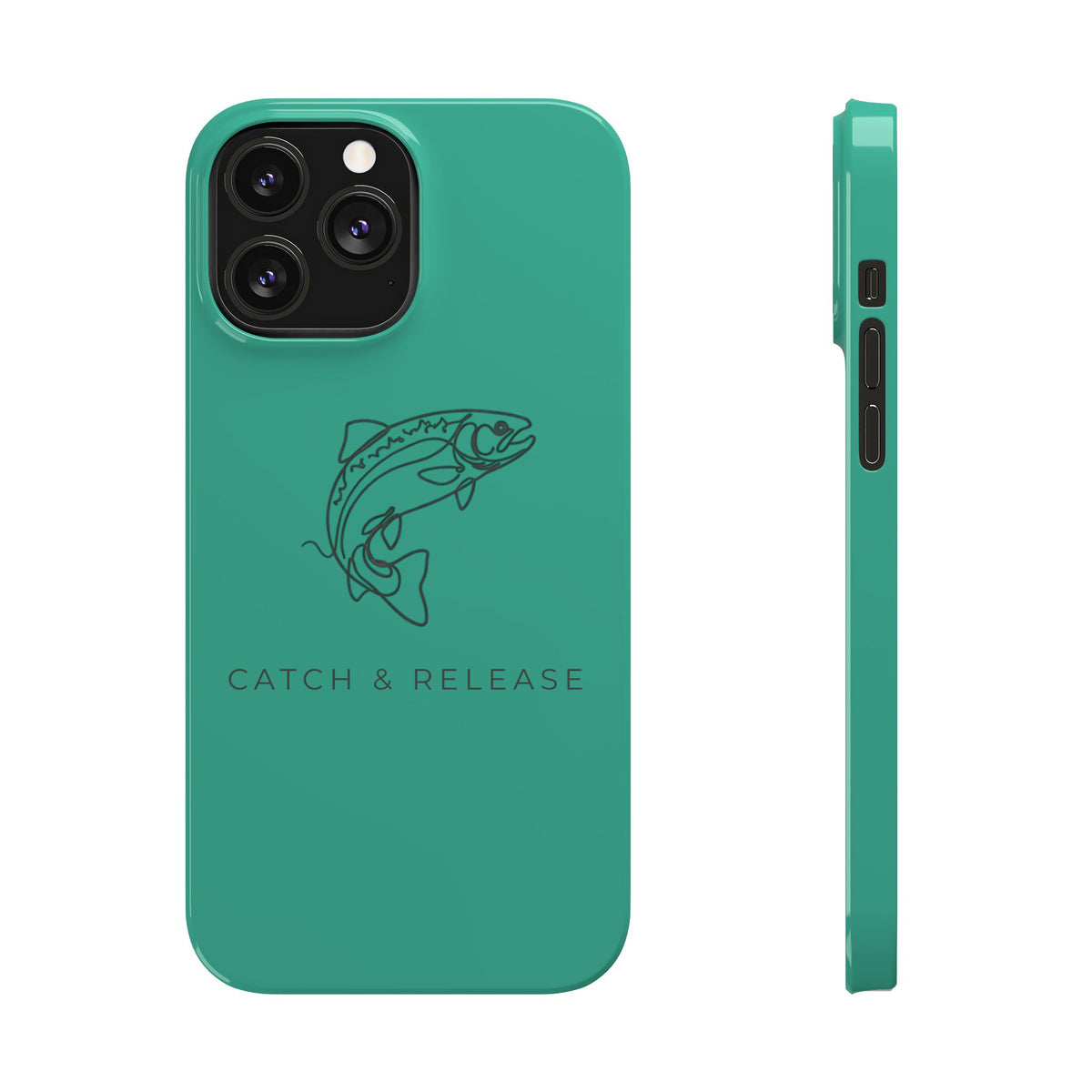 Catch & Release Slim Phone Case — Minimalist Fishing Trout Design