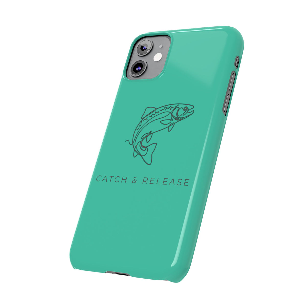 Catch & Release Slim Phone Case — Minimalist Fishing Trout Design