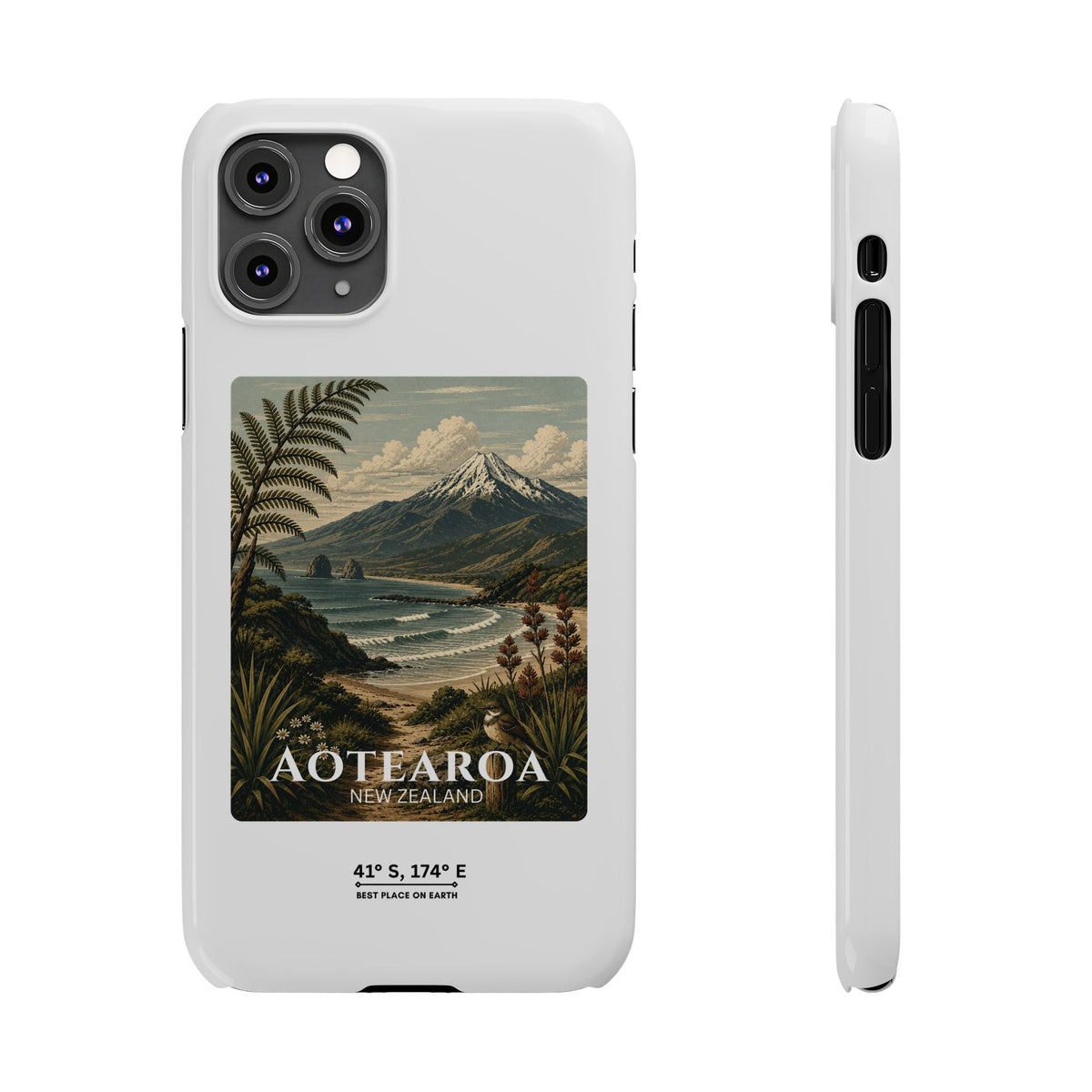 Aotearoa Vintage Landscape Slim Phone Case — New Zealand Mt Taranaki Design