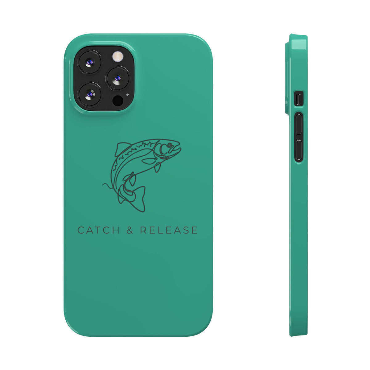 Catch & Release Slim Phone Case — Minimalist Fishing Trout Design