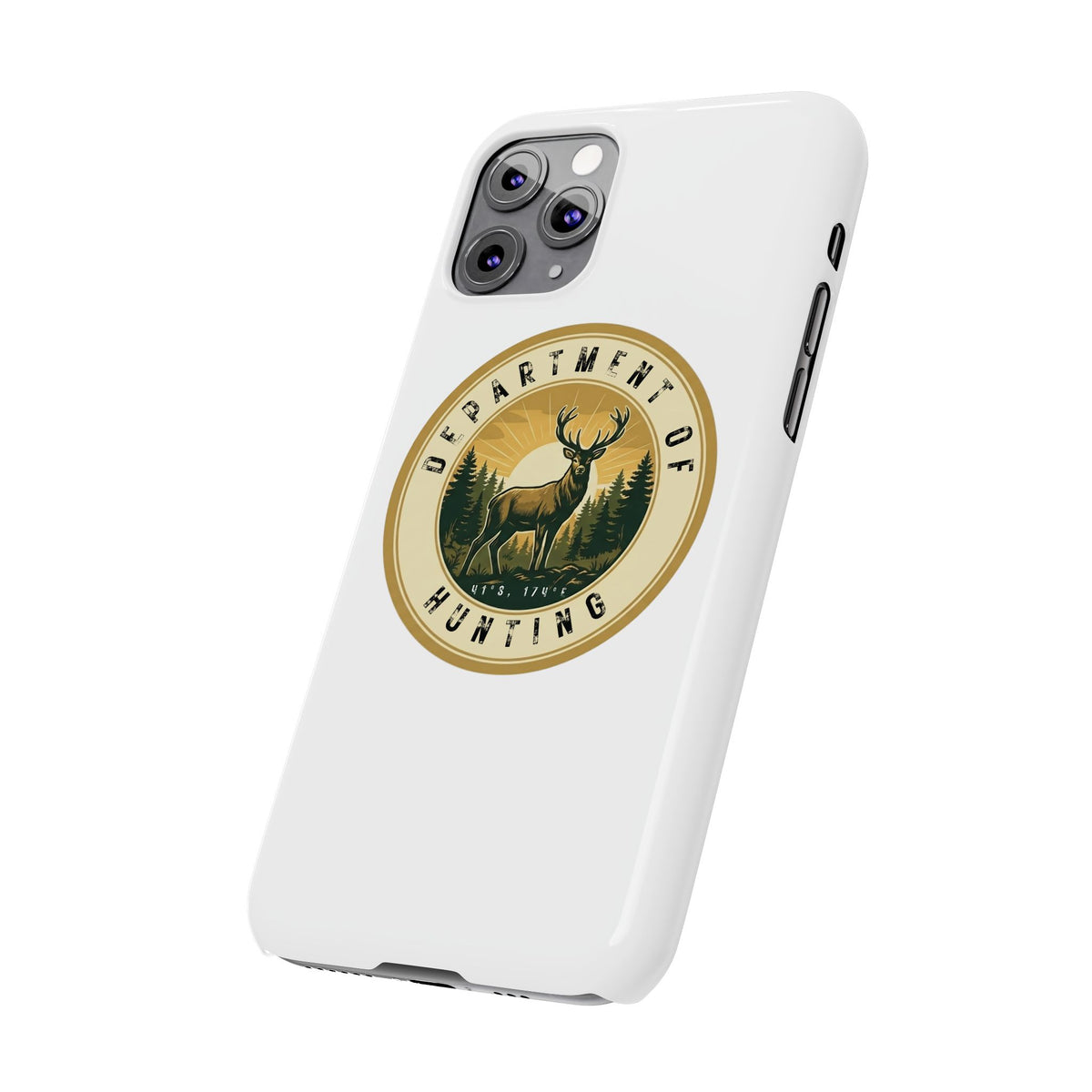 'Department of Hunting' Vintage Deer Logo - Slim Phone Case