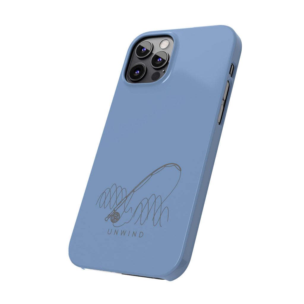 Unwind Fishing Slim Phone Case — Minimal Rod & "UNWIND" Design