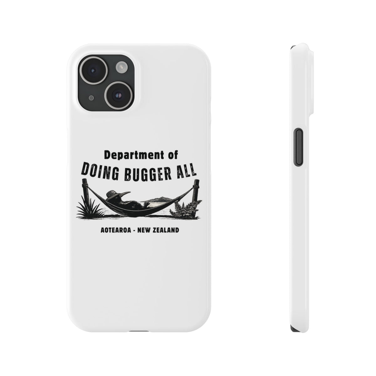 Slim Phone Case — "Department of Doing Bugger All" New Zealand Relaxation Design
