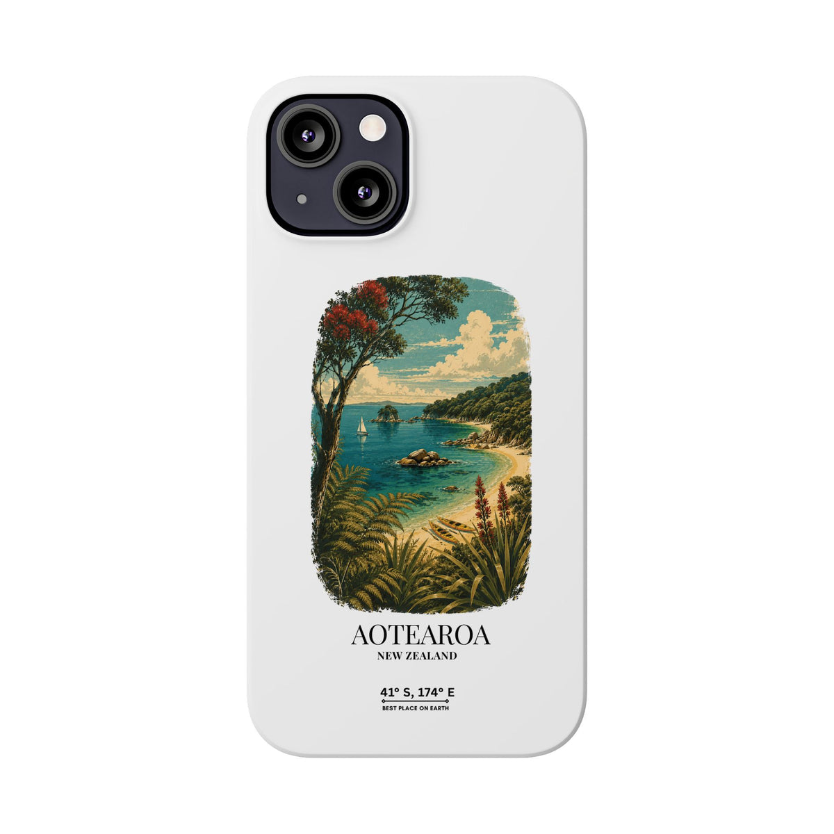 Aotearoa Vintage Landscape Slim Phone Case — New Zealand Able Tasman Design