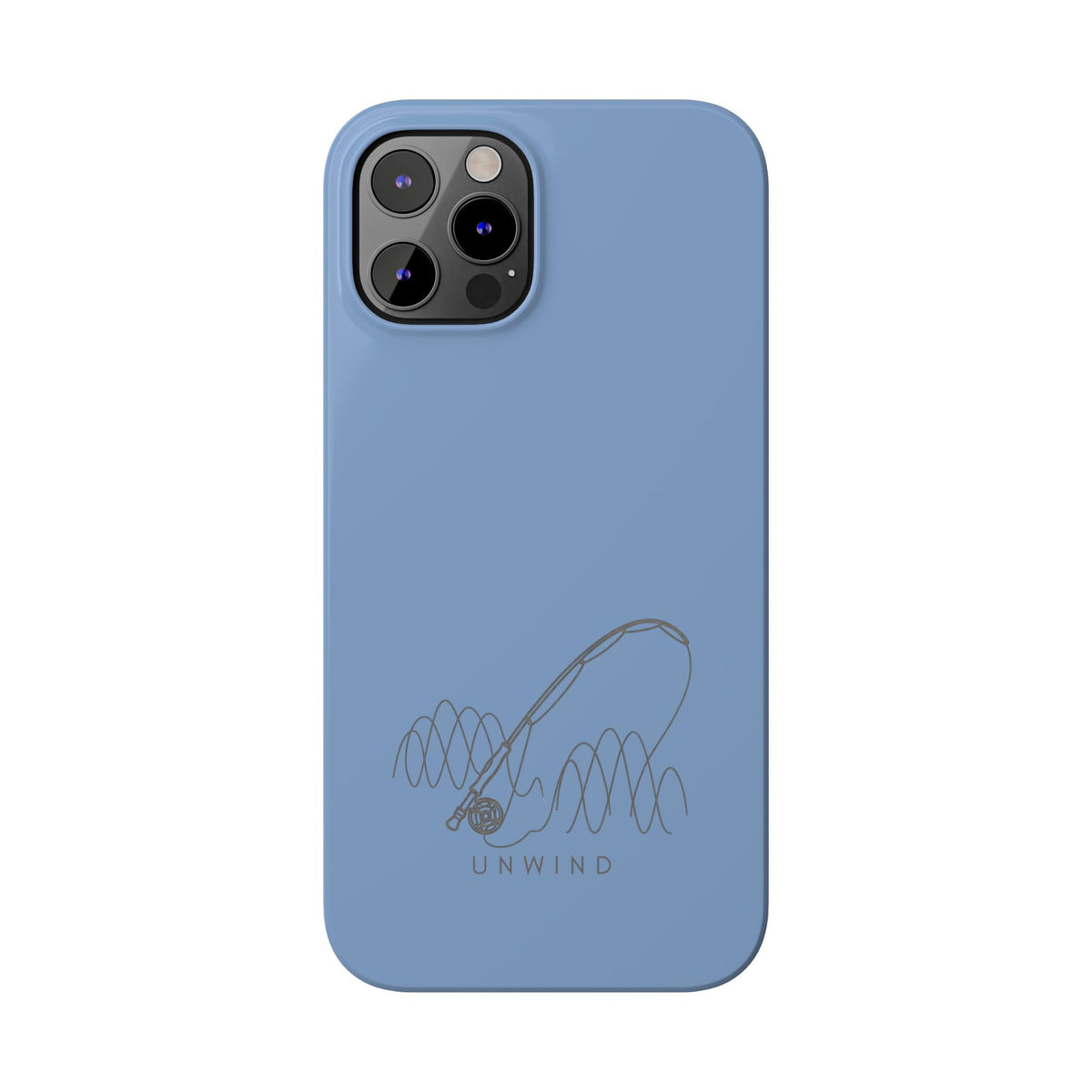 Unwind Fishing Slim Phone Case — Minimal Rod & "UNWIND" Design