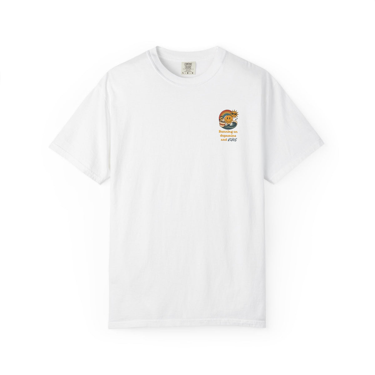 Running on Dopamine and Vibes - Small Chest Logo Tee