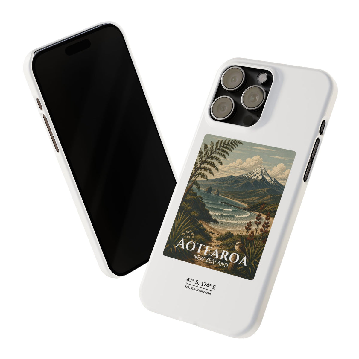 Aotearoa Vintage Landscape Slim Phone Case — New Zealand Mt Taranaki Design