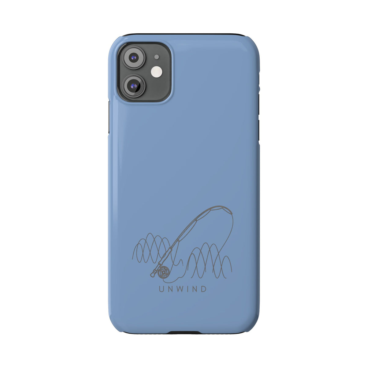 Unwind Fishing Slim Phone Case — Minimal Rod & "UNWIND" Design