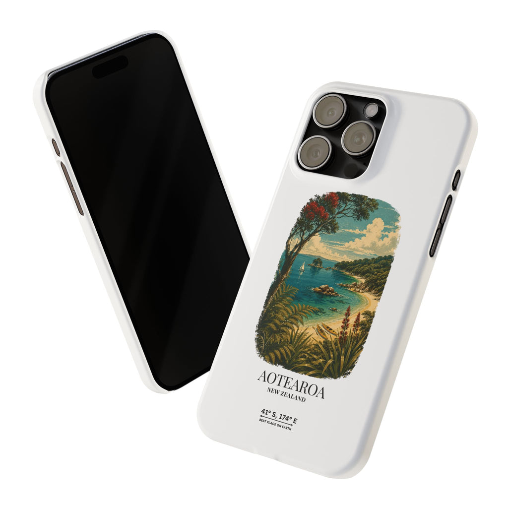 Aotearoa Vintage Landscape Slim Phone Case — New Zealand Able Tasman Design