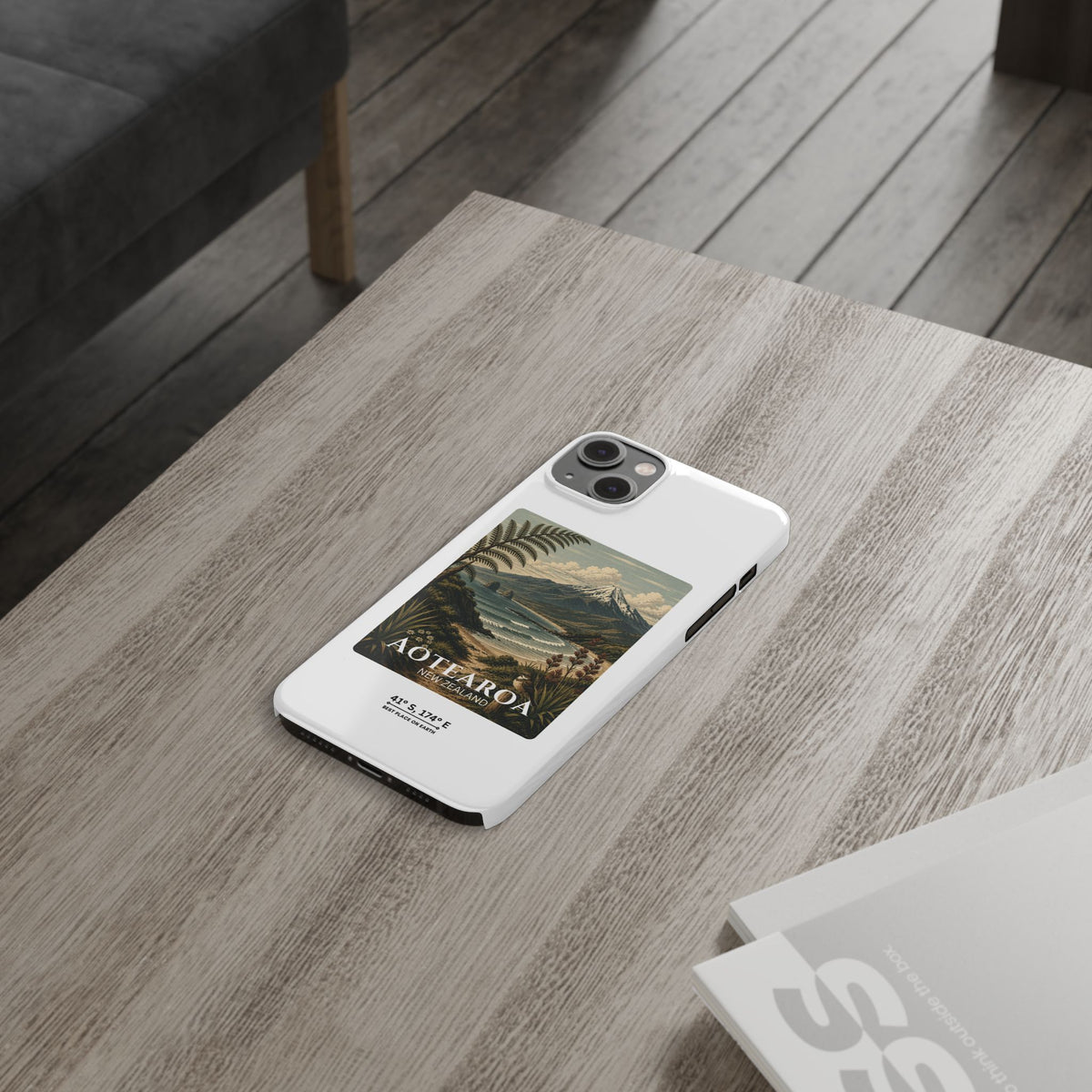 Aotearoa Vintage Landscape Slim Phone Case — New Zealand Mt Taranaki Design