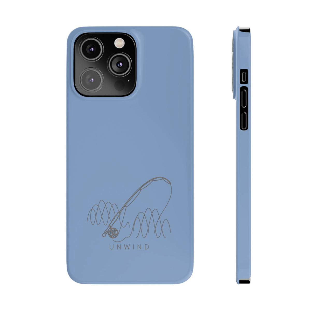 Unwind Fishing Slim Phone Case — Minimal Rod & "UNWIND" Design