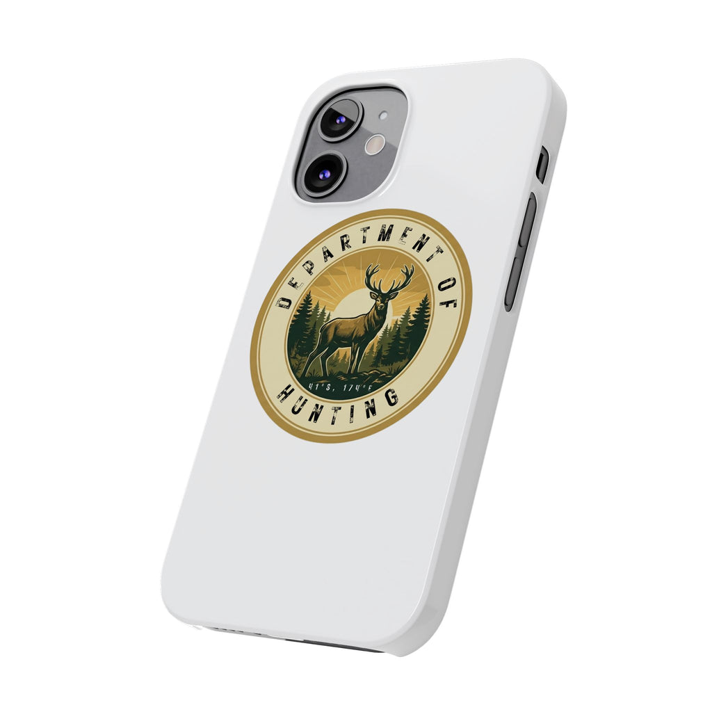 'Department of Hunting' Vintage Deer Logo - Slim Phone Case
