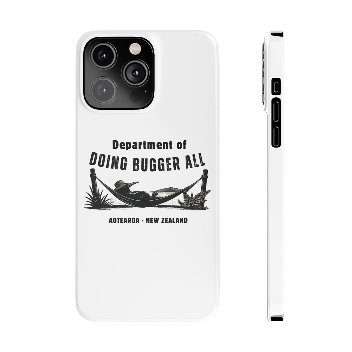 Slim Phone Case — "Department of Doing Bugger All" New Zealand Relaxation Design