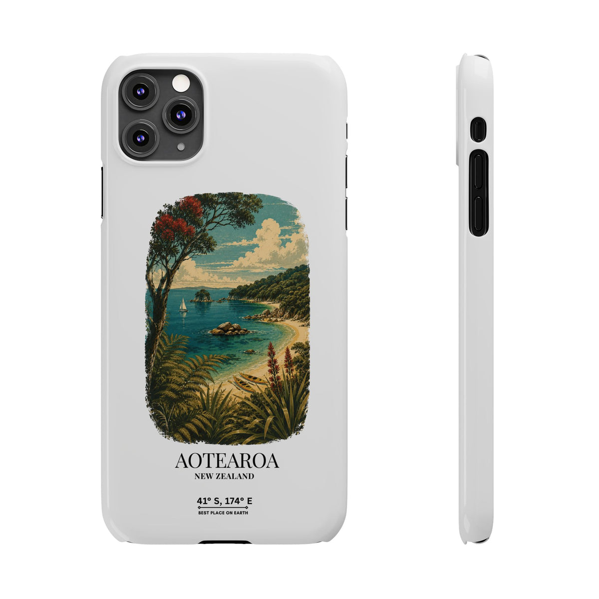 Aotearoa Vintage Landscape Slim Phone Case — New Zealand Able Tasman Design