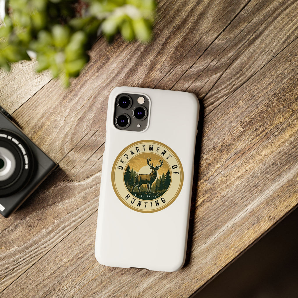 'Department of Hunting' Vintage Deer Logo - Slim Phone Case