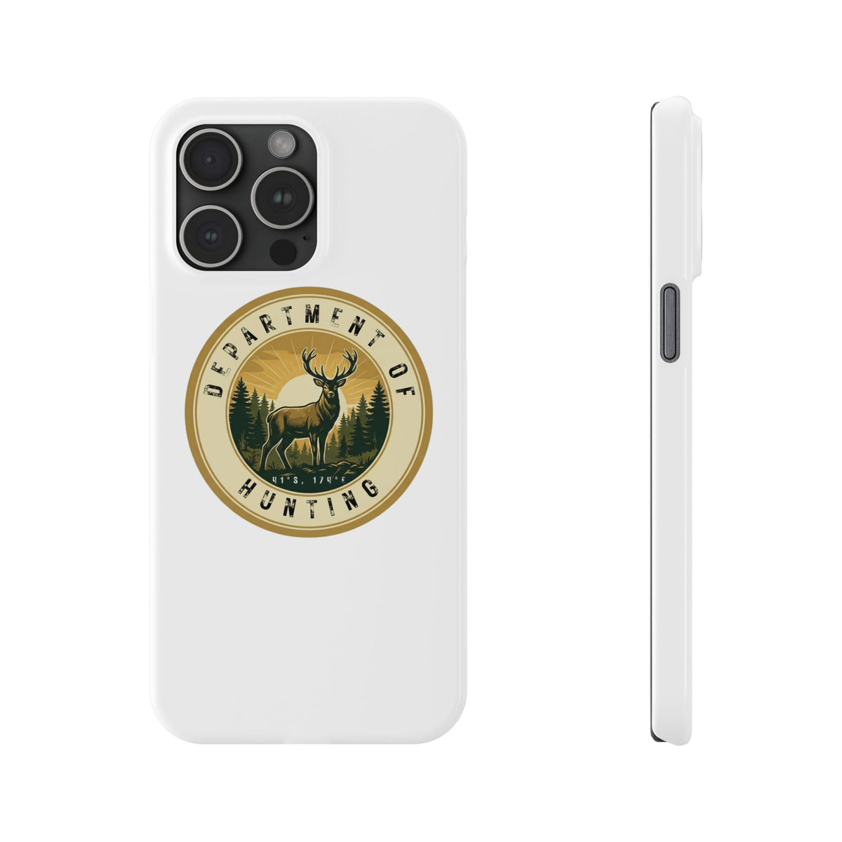 'Department of Hunting' Vintage Deer Logo - Slim Phone Case