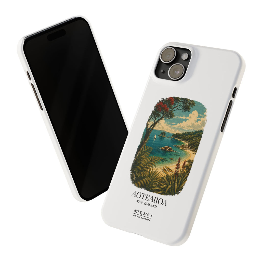 Aotearoa Vintage Landscape Slim Phone Case — New Zealand Able Tasman Design