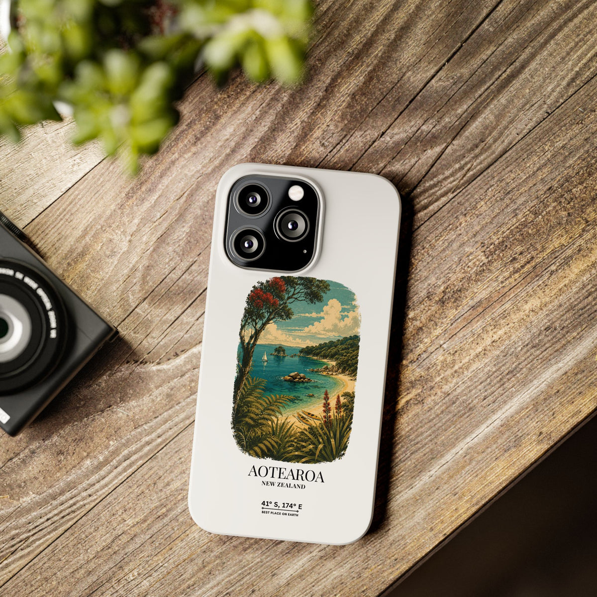 Aotearoa Vintage Landscape Slim Phone Case — New Zealand Able Tasman Design