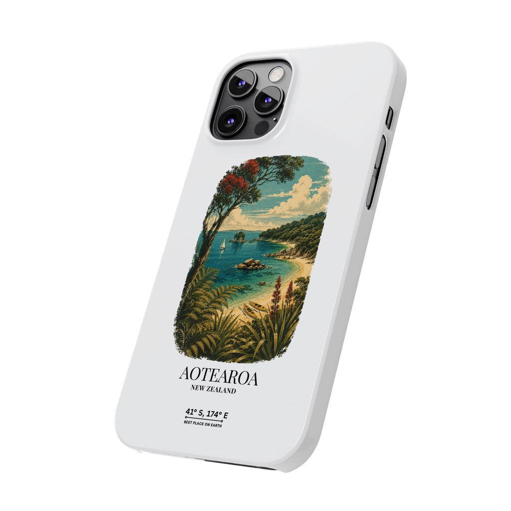 Aotearoa Vintage Landscape Slim Phone Case — New Zealand Able Tasman Design