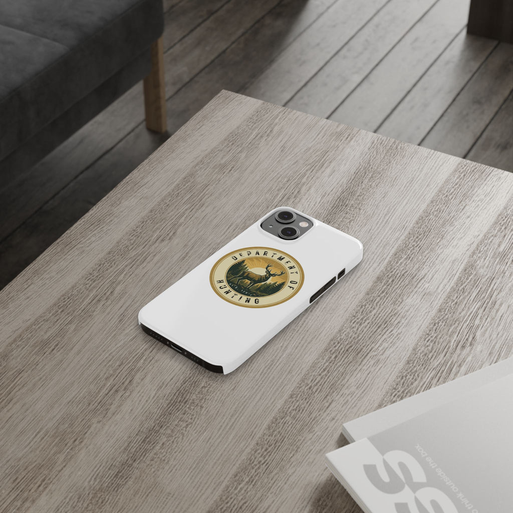 'Department of Hunting' Vintage Deer Logo - Slim Phone Case