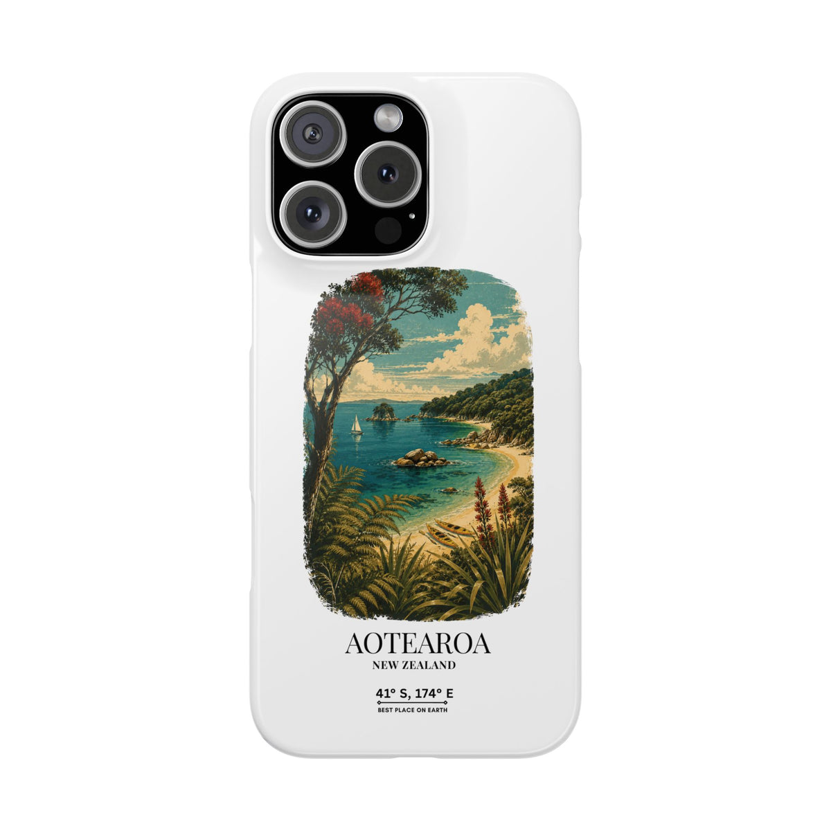 Aotearoa Vintage Landscape Slim Phone Case — New Zealand Able Tasman Design
