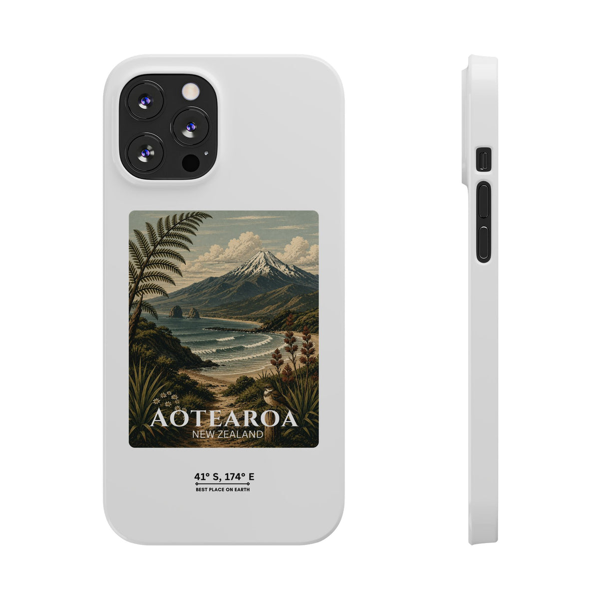 Aotearoa Vintage Landscape Slim Phone Case — New Zealand Mt Taranaki Design