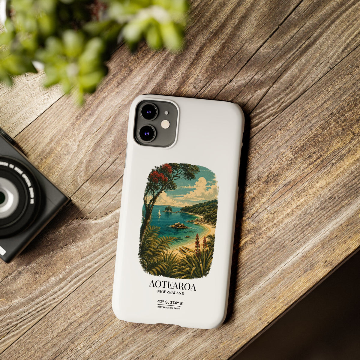 Aotearoa Vintage Landscape Slim Phone Case — New Zealand Able Tasman Design