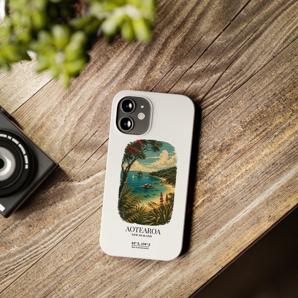 Aotearoa Vintage Landscape Slim Phone Case — New Zealand Able Tasman Design