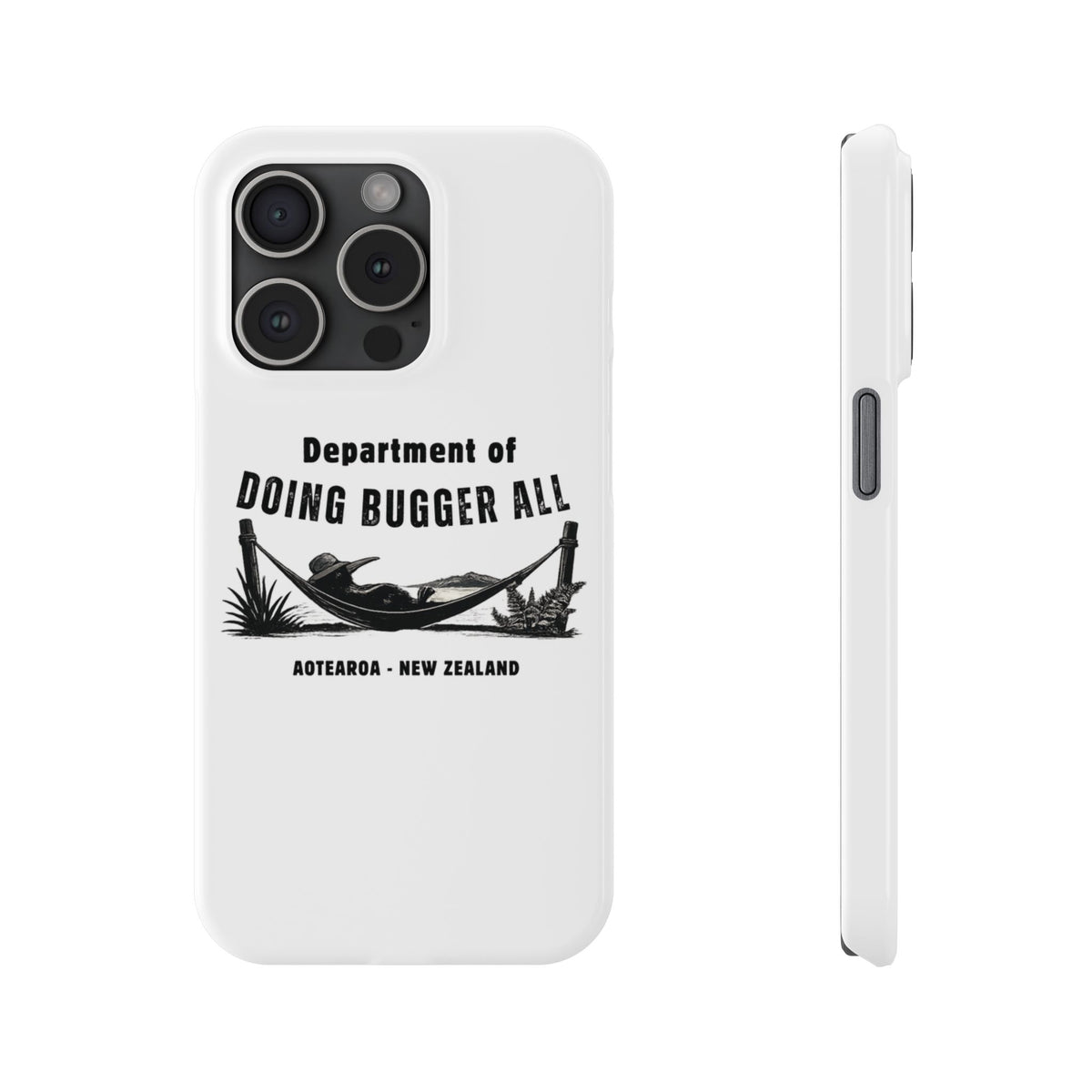 Slim Phone Case — "Department of Doing Bugger All" New Zealand Relaxation Design