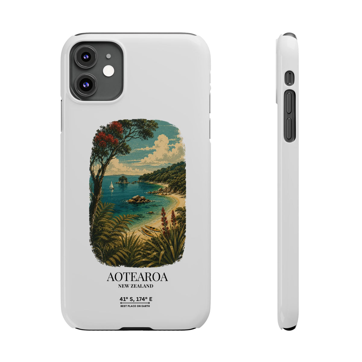 Aotearoa Vintage Landscape Slim Phone Case — New Zealand Able Tasman Design